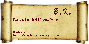 Babala Kármán névjegykártya